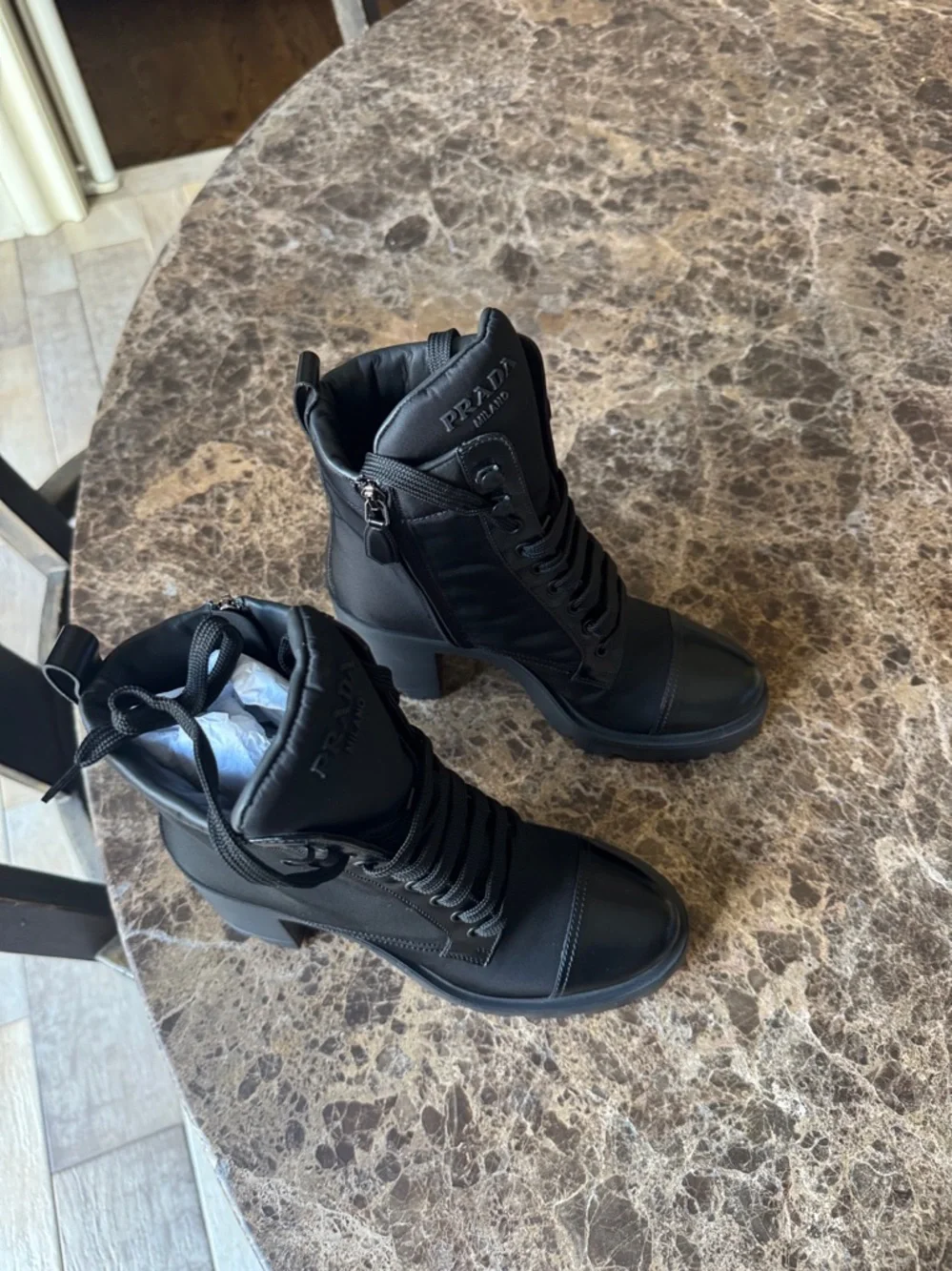 Prada re nylon black chunky lug sole nylon boot bootie sz 39 - Picture 3 of 10